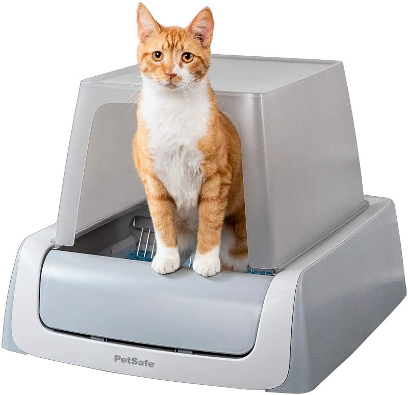 Photo 1 of ***MISSING PARTS** PetSafe ScoopFree Automatic Self Cleaning Hooded Cat Litter Box - Ultra, Front-Entry - Purple or Taupe - Covered 2nd Generation - Includes Disposable Tray with Premium Blue Crystal Litter and Hood
