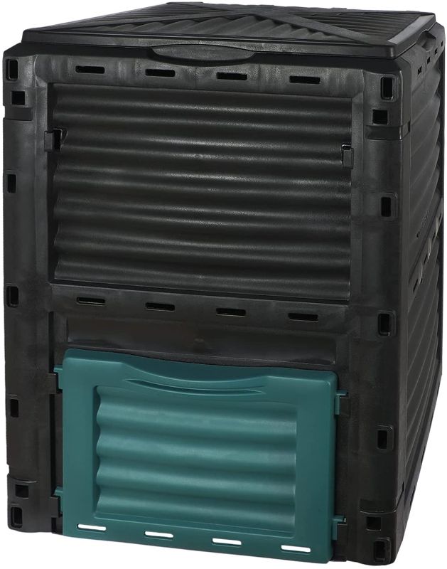 Photo 1 of **MINOR DAMAGE** Outdoor Garden Composting Bin 80 Gallons (300L) Large Compost Container, Easy to Assemble and Large Capacity, Fast Creation of Fertile Soil, Black and Green
