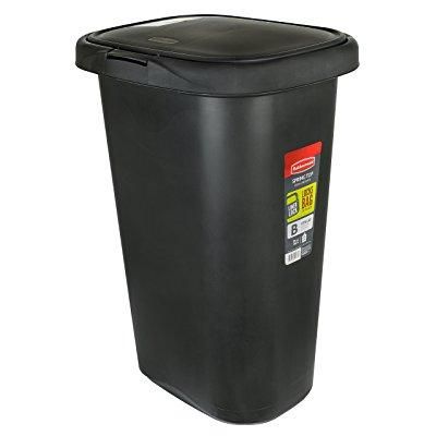 Photo 1 of **MINOR DAMAGE** Rubbermaid Liner Lock Spring Top Wastebasket 5l58 52 Qt, Black
