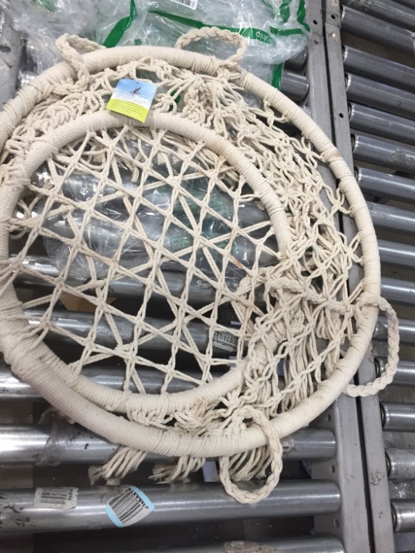 Photo 3 of **MISSING PARTS** Y- STOP Hammock Chair Macrame Swing, Max 330 Lbs, Hanging Cotton Rope Hammock Swing Chair for Indoor and Outdoor Use (Beige)
