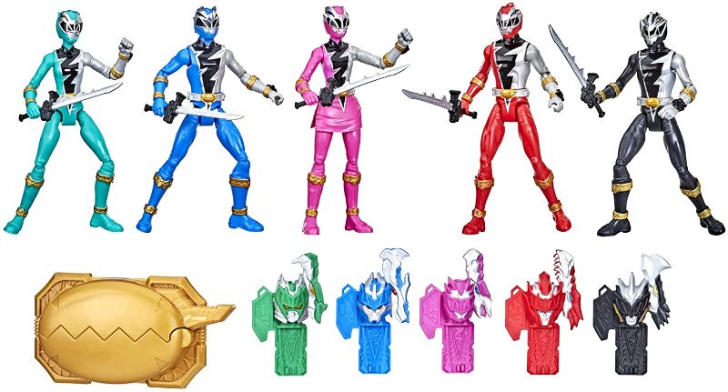 Photo 1 of **MISSING PARTS* Power Rangers Dino Fury 5 Ranger Team Multipack 6-Inch Action Figure Toys with Dino Fury Keys and Chromafury Saber Weapon Accessories (Amazon Exclusive)
