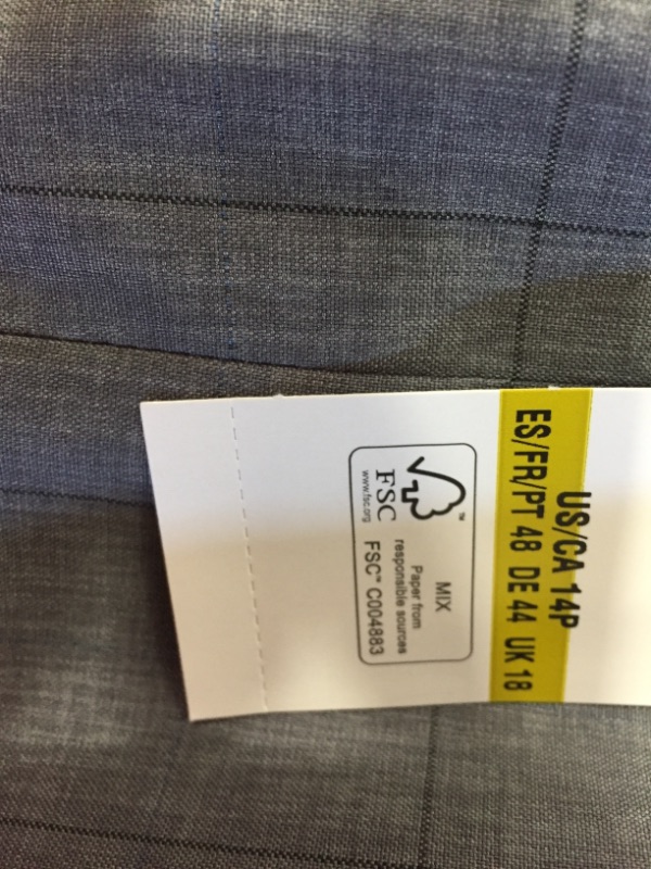 Photo 5 of Le Suit Petite Windowpane Pantsuit - Grey/peacock 14P
