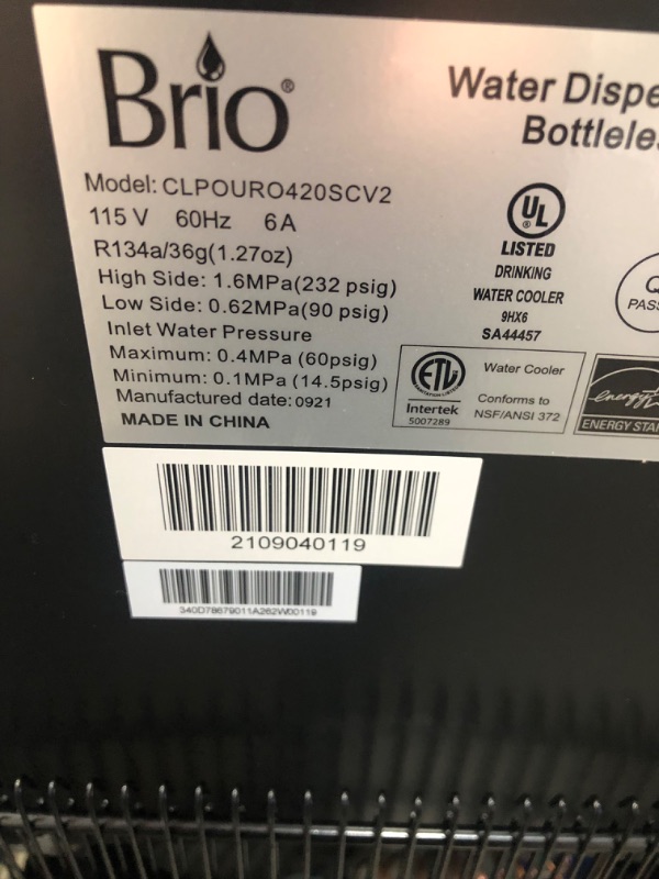 Photo 6 of Brio Commercial Grade Bottle less Ultra Safe Reverse Osmosis Drinking Water Filter, Water Cooler Dispenser, 3 Temperature Settings Hot, Cold and Room Water

