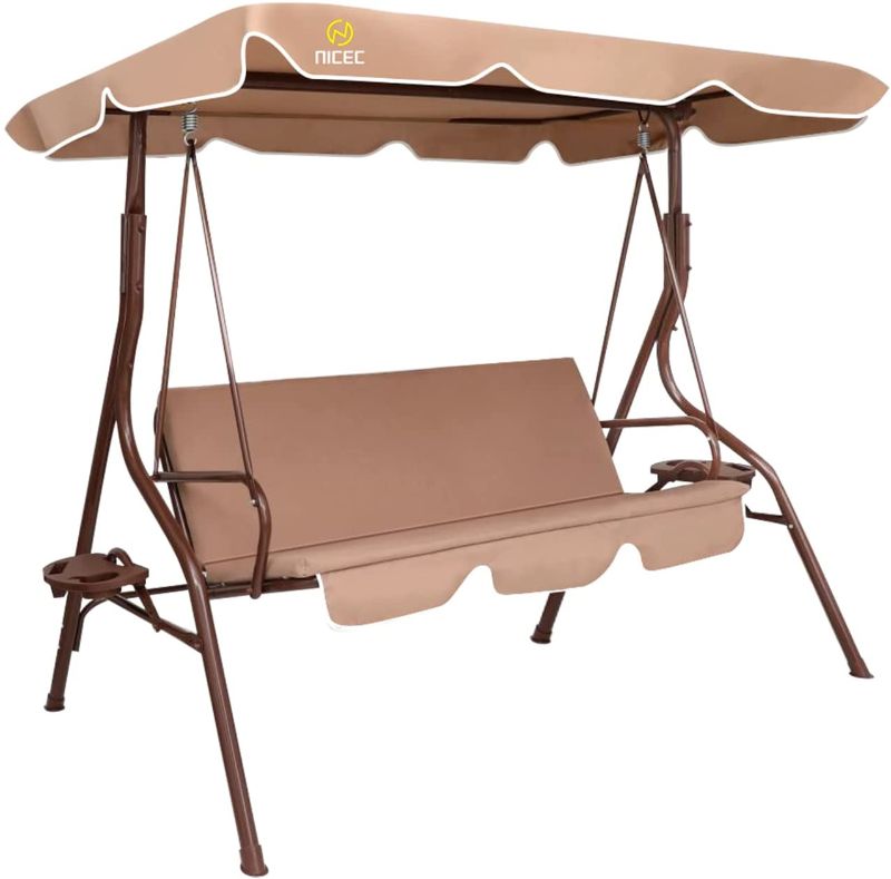 Photo 1 of ***PARTS ONLY*** Nice C Patio Swing Chair, Porch Swings Bench, Canopy Glider, with Adjustable Tilt, Extra Thick Removable Cushion (Khaki)
