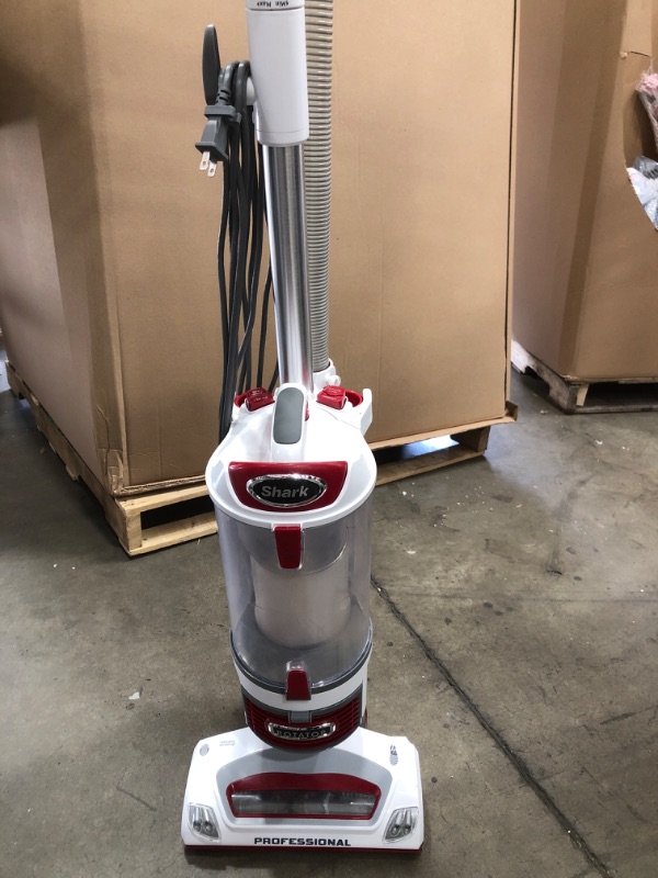 Photo 1 of Shark NV501 Rotator Professional Lift-Away Upright Vacuum with HEPA Filter, Swivel Steering, LED Headlights, Wide Upholstery Tool, Dusting Brush & Crevice Tool, White/Red
