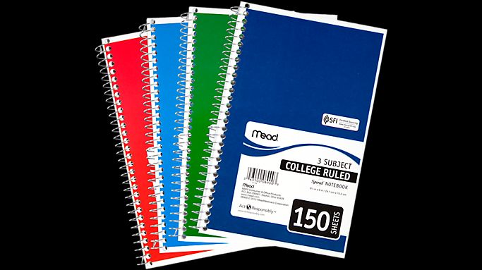 Photo 1 of Mead 06900 Spiral Bound Notebook, College Rule, 6 X 9-1/2, White, 3 Subject 150 Sheets/Pad
