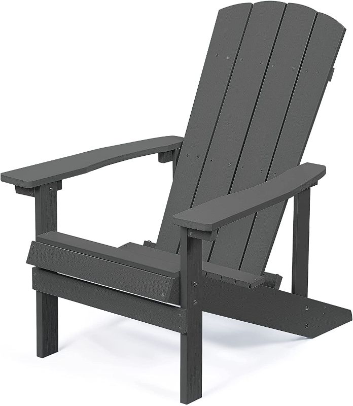 Photo 1 of Aok Garden Adirondack Chair Weather Resistant, Hips Plastic Patio Chairs Outdoor Chairs with Wood Texture, 4 Steps Easy Installation, Fire Pit Chairs for...
