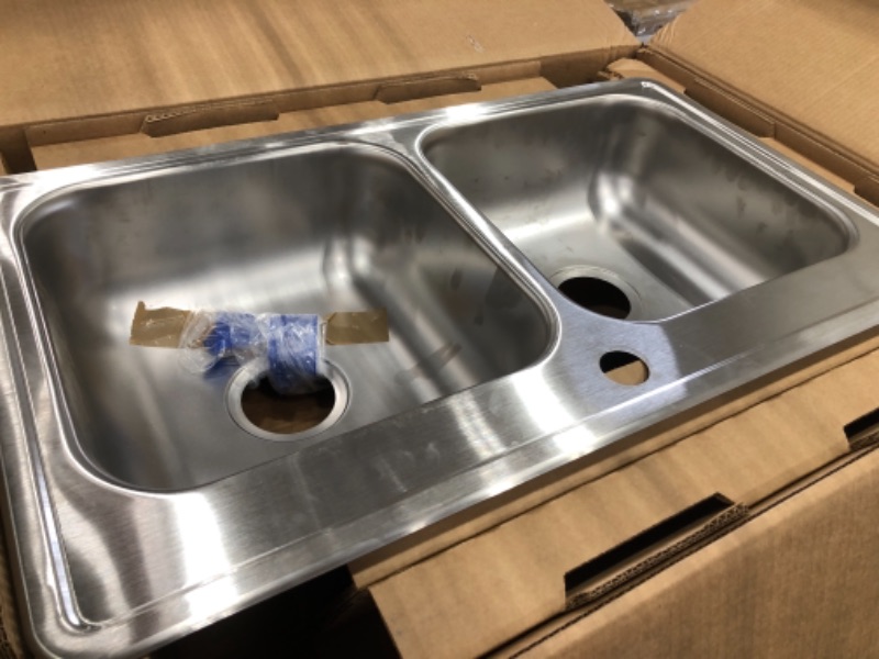 Photo 2 of **missing hardware**
KOHLER 5267-1-NA Verse 33" X 22" X 7-1/4" Top-Mount Double-Equal Bowl Kitchen Sink With Single Faucet Hole, Stainless Steel
