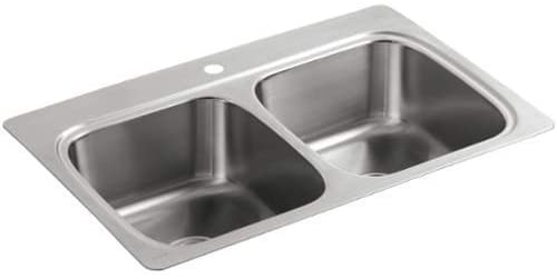 Photo 1 of **missing hardware**
KOHLER 5267-1-NA Verse 33" X 22" X 7-1/4" Top-Mount Double-Equal Bowl Kitchen Sink With Single Faucet Hole, Stainless Steel
