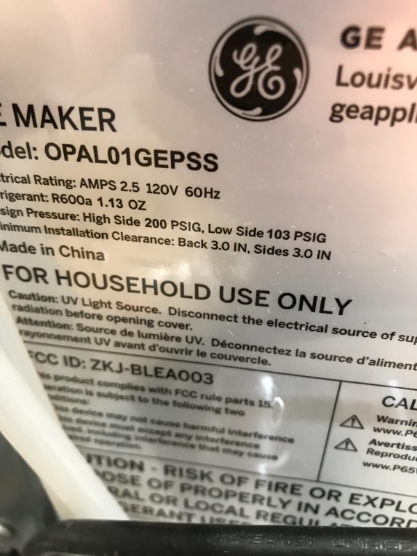 Photo 5 of ***PARTS ONLY*** GE Profile Opal | Countertop Nugget Ice Maker | Portable Ice Machine Complete with Bluetooth Connectivity | Smart Home Kitchen Essentials | Stainless Steel Finish | Up to 24 lbs. of Ice Per Day
