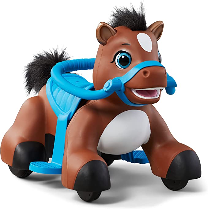 Photo 1 of Kid Trax Rideamals Horse Toddler Electric Ride On Toy, 6 Volt, Kids 1.5-2.5 Years Old, Max Weight 44 lbs, Morgan , Brown
