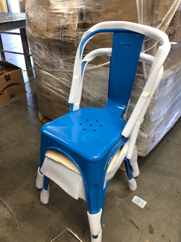 Photo 1 of 2pck-Flash Furniture Commercial Grade Blue Metal Indoor-Outdoor Stackable Chair
