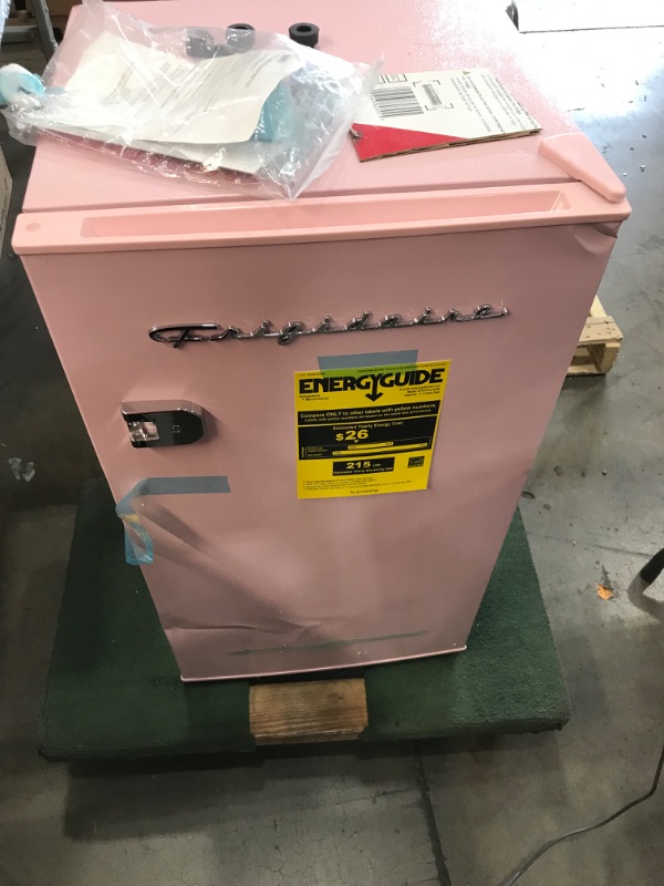 Photo 3 of **PARTS ONLY**Frigidaire 3.2 Cu Ft Retro Mini Fridge with Side Bottle Opener, Pink
