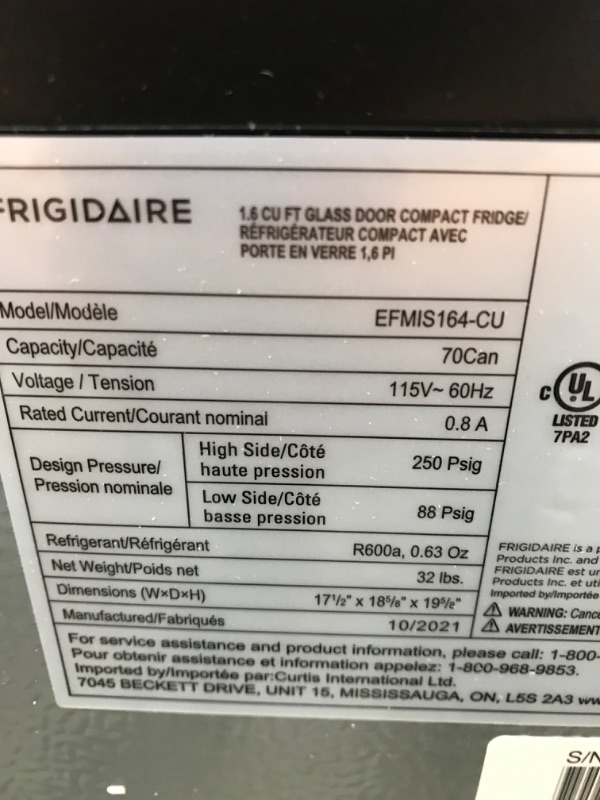 Photo 6 of Frigidaire 70 Can Beverage Refrigerator, (EFMIS164-CU) Black