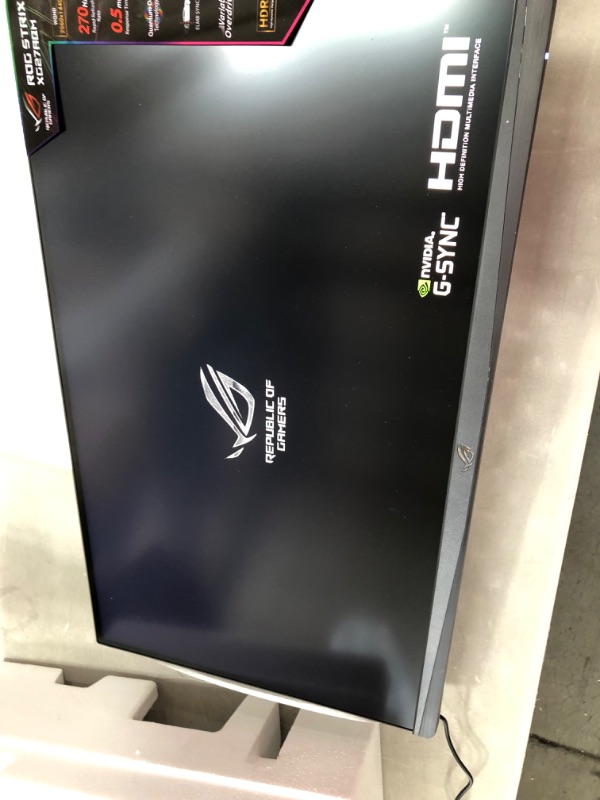 Photo 2 of ASUS ROG Strix 27” 2K HDR Gaming Monitor (XG27AQM) - WQHD (2560 x 1440), Fast IPS, 270Hz, 0.5ms, Extreme Low Motion Blur Sync, G-SYNC Compatible, DisplayHDR 400, Eye Care, DisplayPort, HDMI, USB 3.0