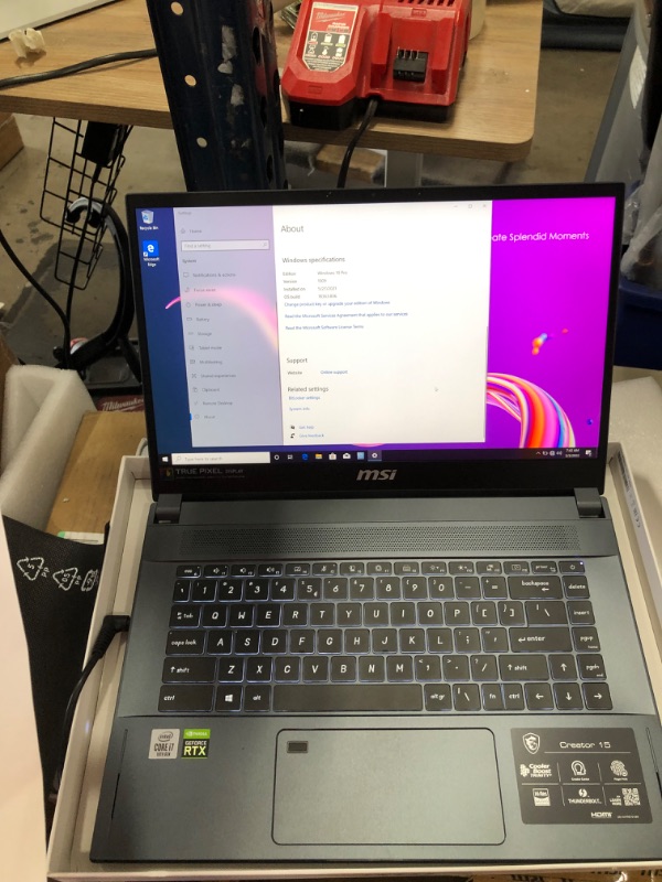 Photo 2 of MSI Creator 15 Professional Laptop: 15.6" 4K UHD Ultra-Thin Bezel Display, Intel Core i7-10875H, GeForce RTX 2070 Super, 32GB RAM, 1TB NVMe SSD, Thunderbolt 3, 100% Adobe RGB, Win10 PRO (A10SFS-287)