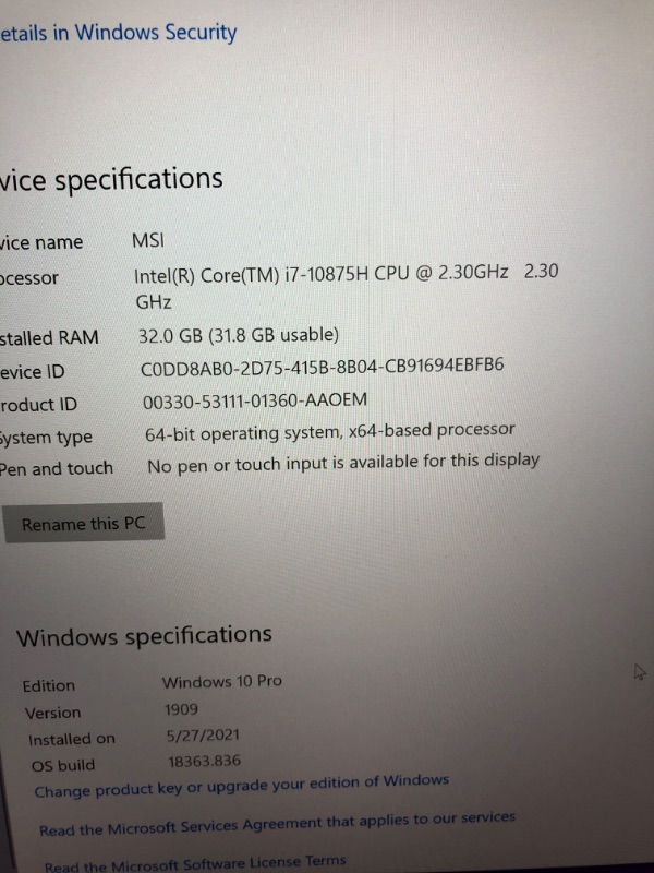 Photo 7 of MSI Creator 15 Professional Laptop: 15.6" 4K UHD Ultra-Thin Bezel Display, Intel Core i7-10875H, GeForce RTX 2070 Super, 32GB RAM, 1TB NVMe SSD, Thunderbolt 3, 100% Adobe RGB, Win10 PRO (A10SFS-287)