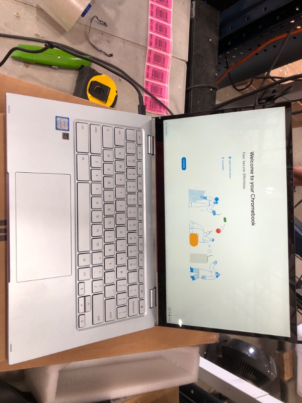 Photo 2 of ASUS Chromebook Flip C433 2 in 1 Laptop, 14" Touchscreen FHD NanoEdge Display, Intel Core m3-8100Y Processor, 8GB RAM, 64GB eMMC Storage, Backlit Keyboard, Silver, Chrome OS, C433TA-AS384T