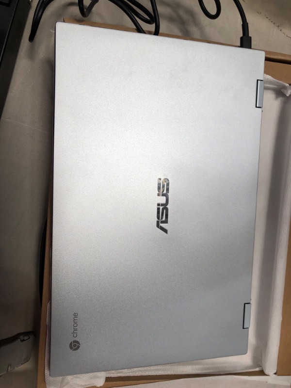 Photo 4 of ASUS Chromebook Flip C433 2 in 1 Laptop, 14" Touchscreen FHD NanoEdge Display, Intel Core m3-8100Y Processor, 8GB RAM, 64GB eMMC Storage, Backlit Keyboard, Silver, Chrome OS, C433TA-AS384T