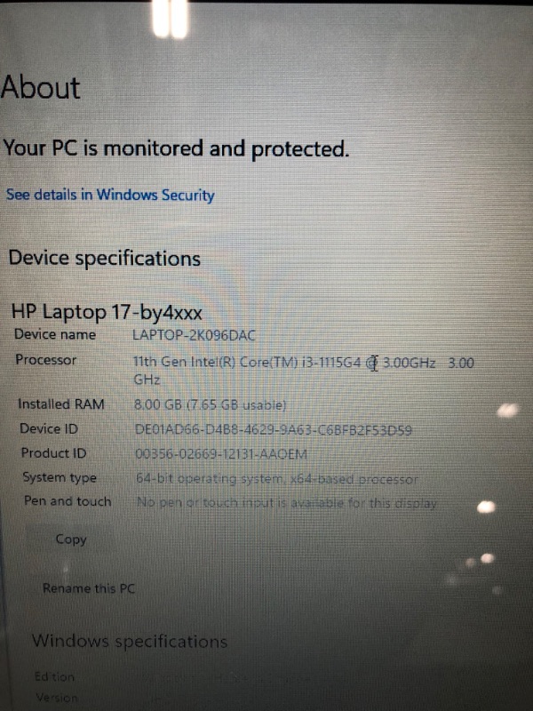 Photo 4 of HP 17.3'' HD Home & Business Laptop (Intel i3-1115G4 2-Core, 8GB RAM, 256GB SSD, Intel UHD, 17.3" 60Hz HD+ (1600x900), WiFi, Bluetooth, Win 11 Home