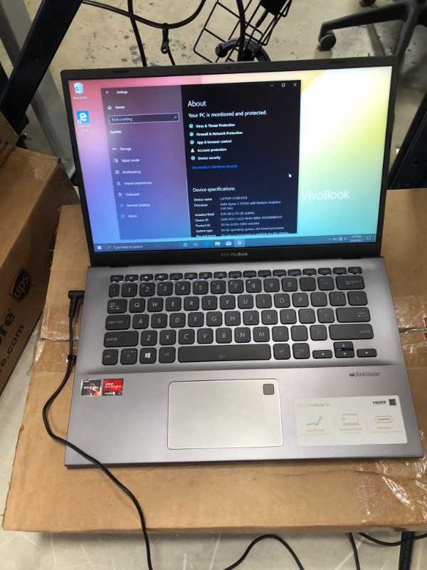 Photo 2 of Asus VivoBook 14" FHD 1080p Laptop, Intel Core i3-1115G4, 8GB RAM, 256GB PCIe SSD, Fingerprint Reader, Backlit Keyboard, HDMI, WiFi, Webcam, Windows 11 Home, Slate Grey