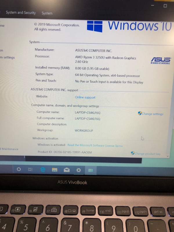 Photo 6 of Asus VivoBook 14" FHD 1080p Laptop, Intel Core i3-1115G4, 8GB RAM, 256GB PCIe SSD, Fingerprint Reader, Backlit Keyboard, HDMI, WiFi, Webcam, Windows 11 Home, Slate Grey