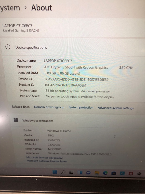 Photo 6 of Lenovo IdeaPad 3 Gaming Laptop, 15.6" FHD Display, AMD Ryzen 5 5600H, NVIDIA GeForce GTX 1650, 8GB RAM, 256GB Storage, Windows 11 Home