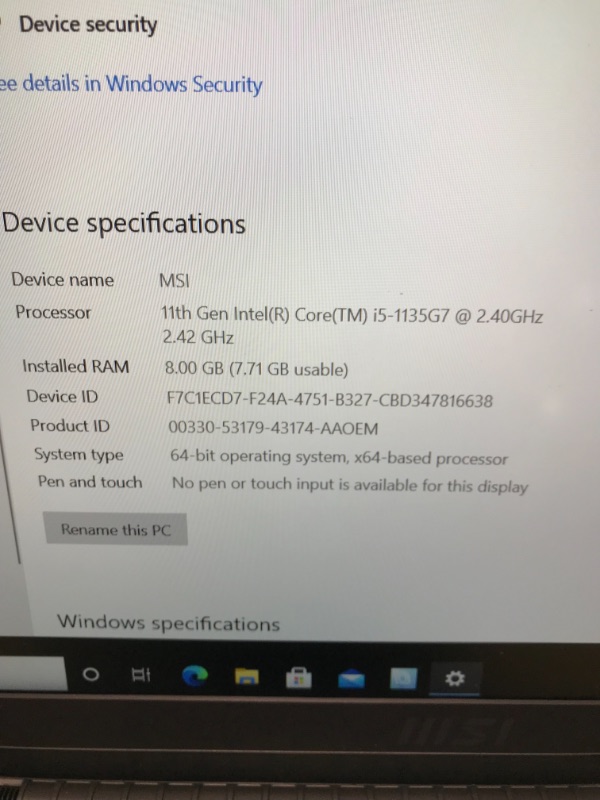 Photo 3 of MSI Summit B15 A11M-058 15.6" Ultrabook - Intel Core i5-1135G7 0.9GHz - 8GB RAM - 512GB SSD - 1920 x 1080 - Intel Iris Xe Graphics - Windows 10 Pro - Ink Black