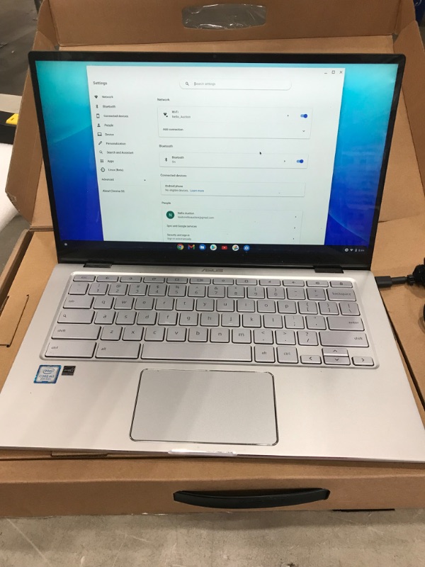 Photo 5 of ASUS Chromebook Flip C434 2 in 1 Laptop, 14" Touchscreen FHD 4-Way NanoEdge Display, Intel Core M3-8100Y Processor, 4GB RAM, 32GB eMMC Storage, Backlit Keyboard, Silver, Chrome OS, C434TA-DH342T
