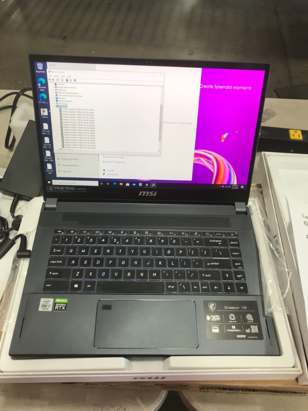 Photo 8 of MSI Creator 15 Professional Laptop: 15.6" 4K UHD Ultra-Thin Bezel Display, Intel Core i7-10875H, GeForce RTX 2070 Super, 32GB RAM, 1TB NVMe SSD, Thunderbolt 3, 100% Adobe RGB, Win10 PRO (A10SFS-287)
