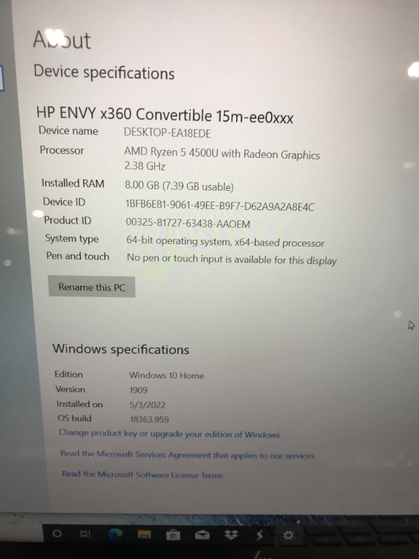 Photo 4 of 2020 Newest HP ENVY x360 2-in-1 Laptop, 15.6" Full HD Touchscreen, AMD Ryzen 5 4500U Processor up to 4.0GHz, 8GB Memory, 256GB PCIe SSD, Backlit Keyboard, HDMI, Wi-Fi, Windows 10 Home, Nightfall Black
