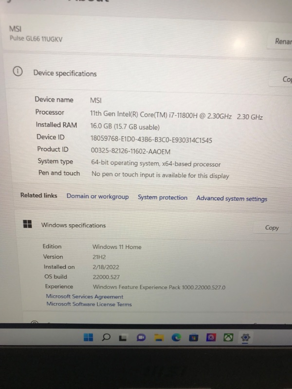 Photo 5 of MSI Pulse GL66 Gaming Laptop: 15.6" 144Hz FHD 1080p Display, Intel Core i7-11800H, NVIDIA GeForce RTX 3070, 16GB, 512GB SSD, Win10, Black (11UGK-001)
