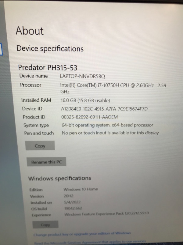 Photo 7 of Acer Predator Helios 300 Gaming Laptop, Intel i7-10750H, NVIDIA GeForce RTX 3060 Laptop GPU, 15.6" Full HD 144Hz 3ms IPS Display, 16GB DDR4, 512GB NVMe SSD, WiFi 6, RGB Keyboard, PH315-53-71HN
