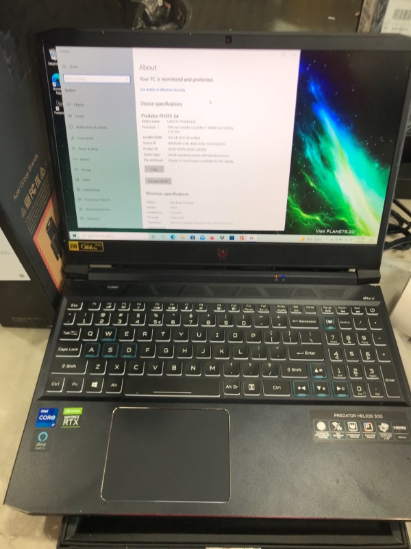 Photo 7 of Acer Predator Helios 300 PH315-54-760S Gaming Laptop | Intel i7-11800H | NVIDIA GeForce RTX 3060 Laptop GPU | 15.6" Full HD 144Hz 3ms IPS Display | 16GB DDR4 | 512GB SSD | Killer WiFi 6 | RGB Keyboard
