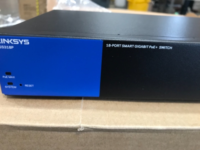 Photo 3 of Linksys Business LGS318P 16-Port Gigabit Poe+ (125W) Smart Managed Switch with 2 Gigabit and 2 SFP Ports, Black
