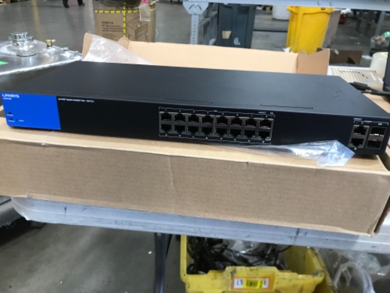 Photo 2 of Linksys Business LGS318P 16-Port Gigabit Poe+ (125W) Smart Managed Switch with 2 Gigabit and 2 SFP Ports, Black
