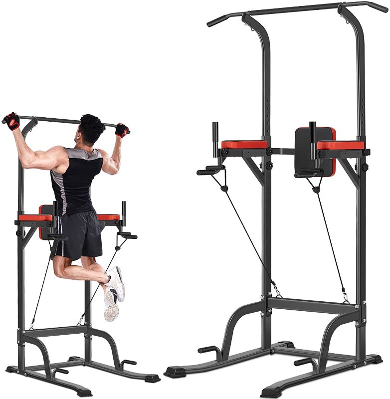 Photo 1 of Bronze Times Power Tower Pull Up Workout Dip Station Adjustable Dip Stands Multi-Function Home Gym Strength Training Fitness Equipment
