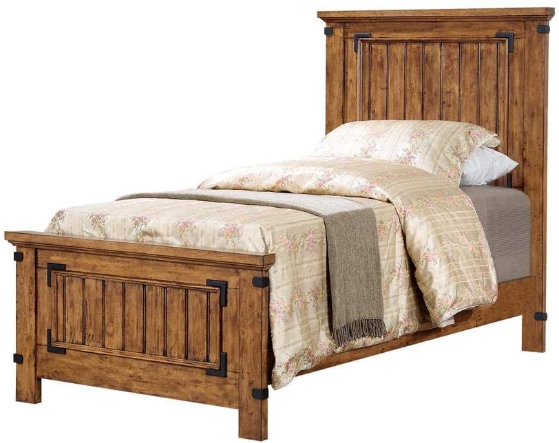 Photo 1 of ( Box 1 of A Set) Coaster Home Furnishings Panel Bed, 44"W x 81"D x 57.25"H, Rustic Honey