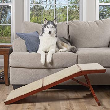 Photo 1 of (PARTS ONLY) PetSafe CozyUp Sofa Ramp - Durable Wooden Pet Ramp Holds up to 100 lb - Great Couch Access for Dogs and Cats - Cherry Finish with Non-slip Carpet Tread - Folds for Easy Storage
