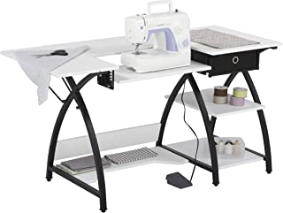 Photo 1 of (DAMAGED TABLE CORNERS) Sew Ready Comet Sewing Desk Multipurpose/Sewing Table Craft Table Sturdy Computer Desk with Drawer, 13333, Black/White
