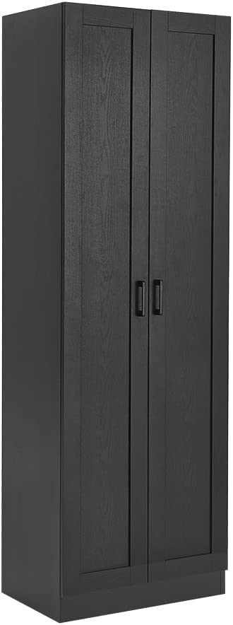 Photo 1 of (PUNCTURED) Panana Wooden Storage Cabinet, Collection Food Pantry Cabinet Narrow Cabinet with 2 Doors(Black), 15.7"D x 23.2"W x 70.9"H

