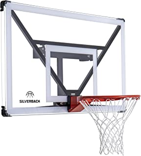 Photo 1 of (CRACKED BACKBOARD CORNER) Silverback NXT 54" Wall Mounted Adjustable-Height and Fixed Basketball Hoop with QuickPlay Design