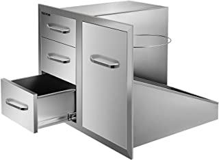 Photo 1 of (DENTED CORNER) Mophorn Outdoor Kitchen Door Drawer Combo 29.5" W x 22.6" H x 21.7''D, Access Door/Triple Drawers with Propane Drawer and Adjustable Garbage Ring, Perfect for BBQ Island Patio Grill Station
