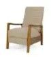 Photo 1 of (BROKEN/NON FUNCTIONAL LEGS) Noble House Judith Sand and Teak Fabric Channel Stitch Pushback Recliner Chair