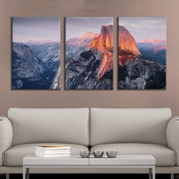 Photo 1 of (DENTED CANVAS) Wall26 3 Panel Canvas Wall Art - Majestic Natural Landscape Triptych Canvas Series - Yosemite at Sunrise - 16"x24" x 3 Panels
