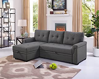 Photo 1 of (INCOMPLETE; NOT FUNCTIONAL; BOX3OF3; REQUIRES BOX1,2 FOR COMPLETION) Oadeer Home Modern Reversible Sleeper Sofa with Storage Chaise Sofabed, Steel Gray