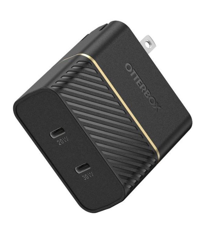 Photo 1 of OtterBox Port 20W + 30W Wall Charger USB-C – 2 Ports – Black Shimmer

