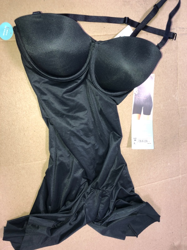 Photo 2 of Black Suit Your Fancy Cupped Mid-Thigh Bodysuit (Medium)
