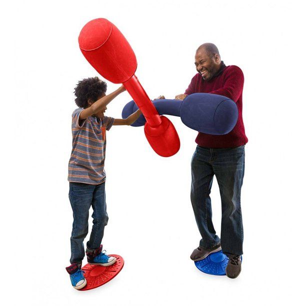 Photo 1 of HearthSong - Indoor/Outdoor Balance Jousting Set for Active Kids' Play, Includes Two Inflatable Boppers and Two Balance Boards
