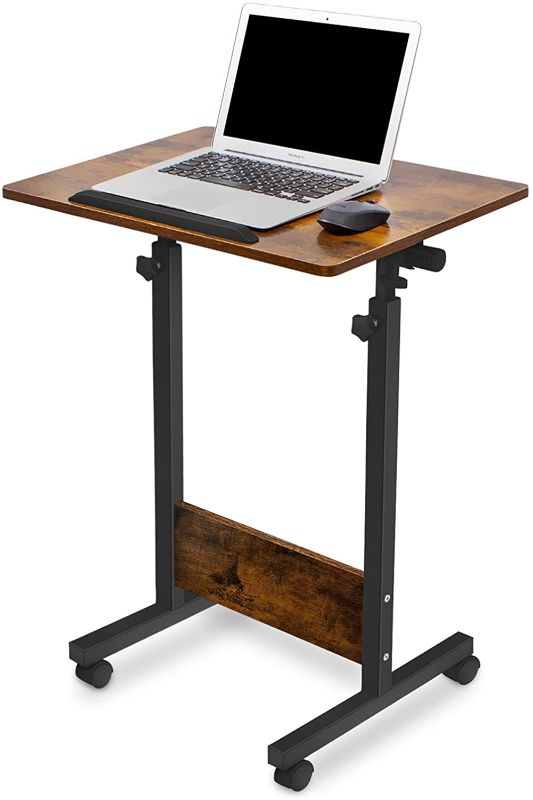 Photo 1 of Height Adjustable Mobile Standing Desk 16×24 in,360° Flip Desk Stand Desk Home Office Table Standing Desk for Small Space Offices,Easy to Assemble(Rustic Brown Desktop